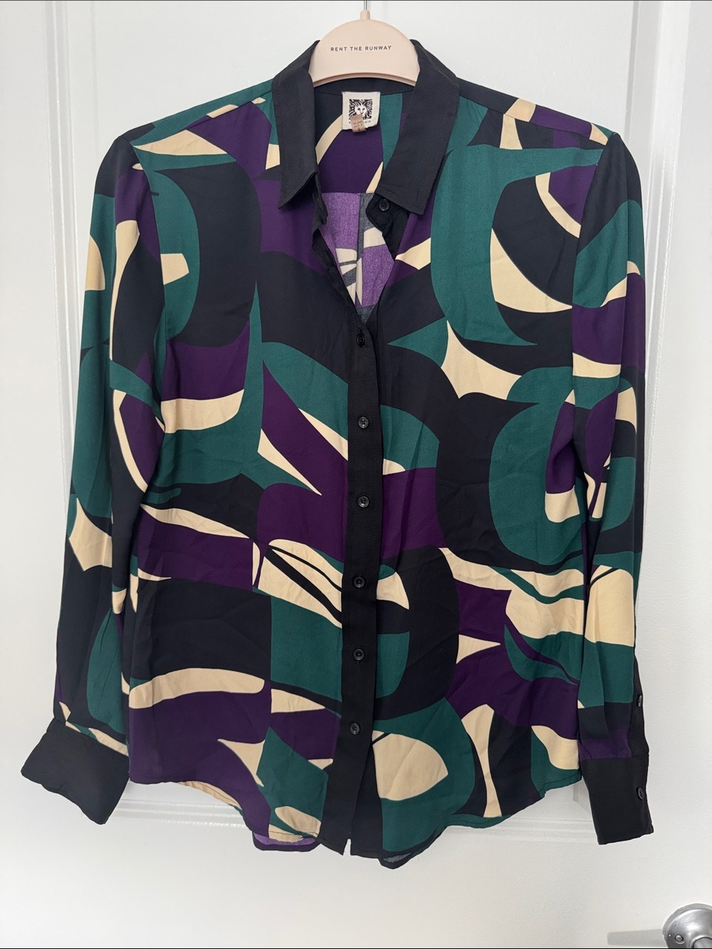 Anne Klein Abstract Print Button-Down Blouse | Size M